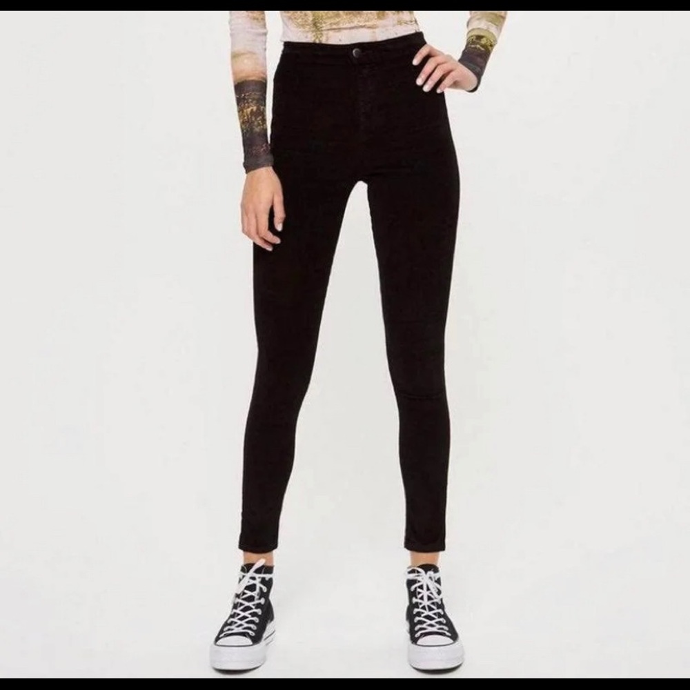 Topshop NWT Joni black corduroy high rise skinny pant